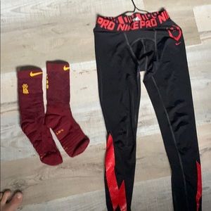 Nike Boys Compression Pants and Elite Socks